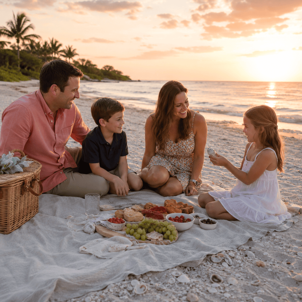 Family Eating on Beach